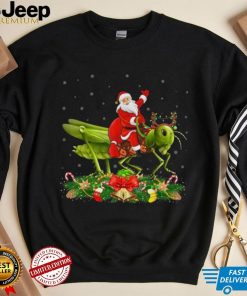 Grasshopper Lover Funny Santa Riding Grasshopper Christmas Shirt