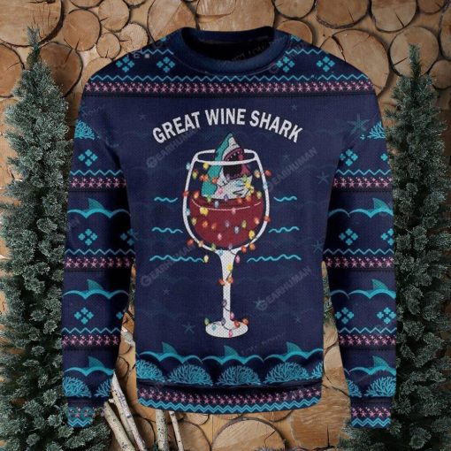 Great Wine Shark Ugly Christmas Sweater Impressive Gift For All Of You