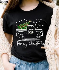 Green Bay Packers Car With Christmas Tree Merry Christmas T Shirt