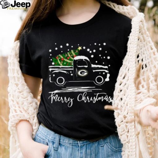 Green Bay Packers Car With Christmas Tree Merry Christmas T Shirt