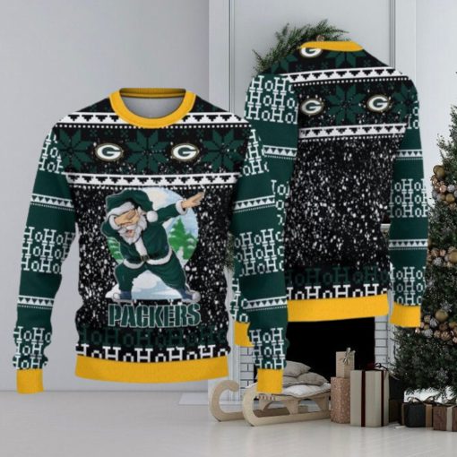 Green Bay Packers Dabbing Santa Ugly Christmas Sweater 3D Gift For Fans