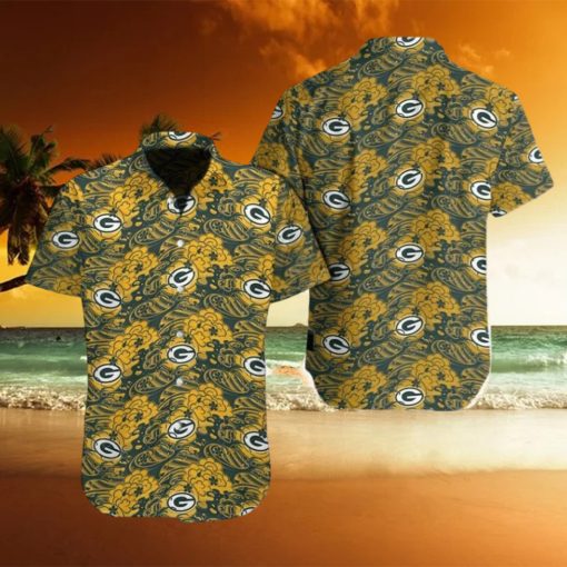 Green Bay Packers Great Waves Of Japanese Hawaiian Shirt And Short For Men Gift, Short Beach For Family