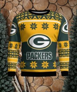 Green Bay Packers Logo Big Snowflake Pattern Ugly Christmas Sweater