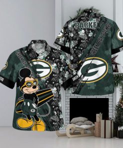 Green Bay Packers Mickey Mouse Floral Short Sleeve Hawaii Shirt
