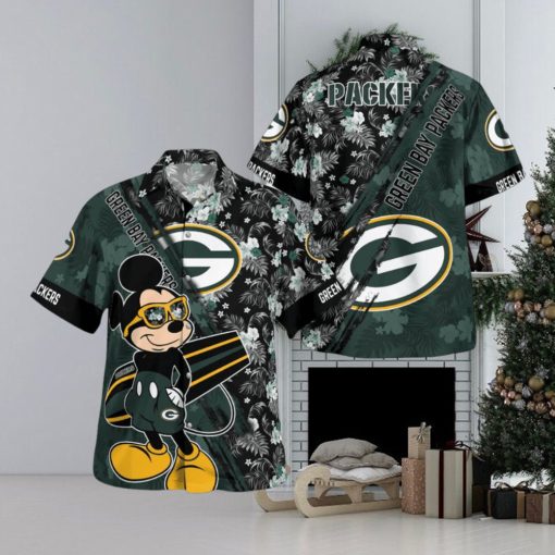 Green Bay Packers Mickey Mouse Floral Short Sleeve Hawaii Shirt
