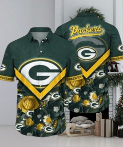 Green Bay Packers NFL Flower Pattern Hawaiian Shirt, Green Bay Packers Gear