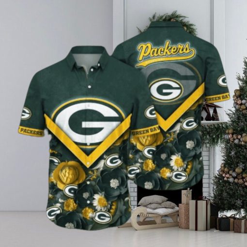 Green Bay Packers NFL Flower Pattern Hawaiian Shirt, Green Bay Packers Gear