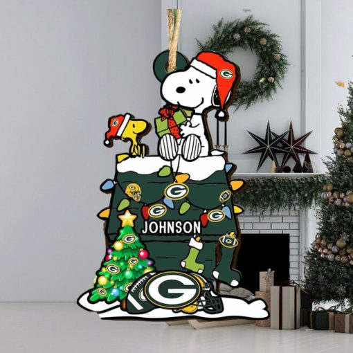 Green Bay Packers NFL Snoopy Ornament Personalized Christmas  2023 Holidays