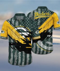 Green Bay Packers Nfl Football Hawaiian Shirt Short American Flag Print This Summer Gift For Fans