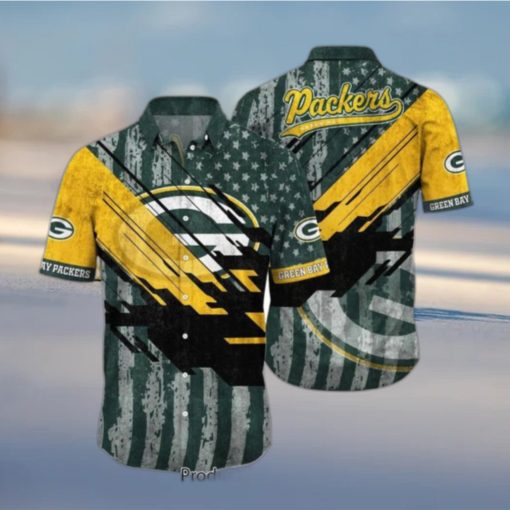 Green Bay Packers Nfl Football Hawaiian Shirt Short American Flag Print This Summer Gift For Fans