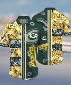 Green Bay Packers Nfl Graphic Tropical Pattern Hawaiian Shirt 3D Printed Beach Shirt Summer Gift For Fans