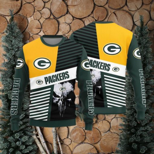 Green Bay Packers Skull Pattern Ugly Christmas Sweater