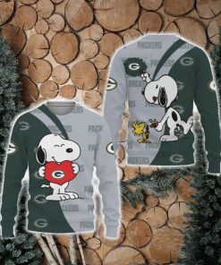 Green Bay Packers Snoopy Cute Heart American Sports Team Unisex 3D Urly Sweater Christmas For Fans Gift