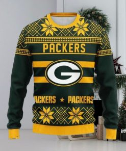 Green Bay Packers Snowflake Christmas Pullover Ugly Christmas Sweater 3D Gift For Fans