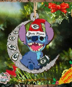 Green Bay Packers Stitch Ornament NFL Christmas And Stitch With Moon Ornament