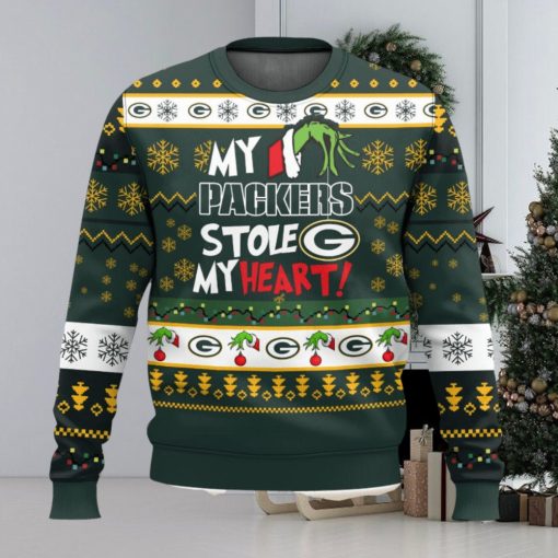 Green Bay Packers Stole My Heart Ugly Sweater 3D Printed Men And Women Christmas Gift