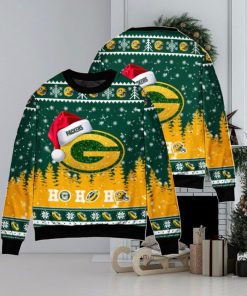 Green Bay Packers Symbol Wearing Santa Claus Hat Ho Ho Ho Ugly Christmas Sweater