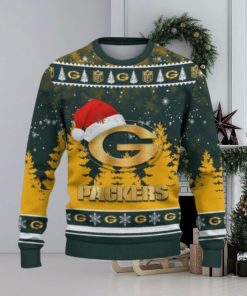 Green Bay Packers Ugly Christmas Sweater Snowflakes Santa Hat Logo For Men And Women Gift Christmas