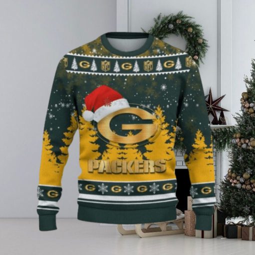 Green Bay Packers Ugly Christmas Sweater Snowflakes Santa Hat Logo For Men And Women Gift Christmas