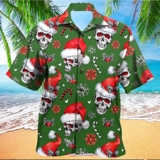 Green Christmas Skull Hawaiian Shirt