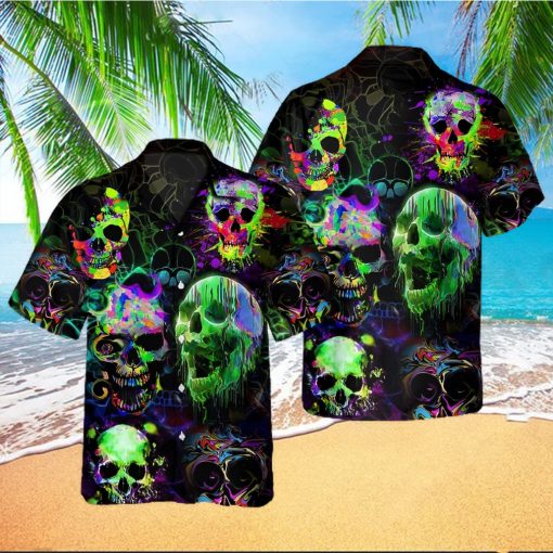 Green Splash Skull Hawaii Shirt Hawaiian Shirt