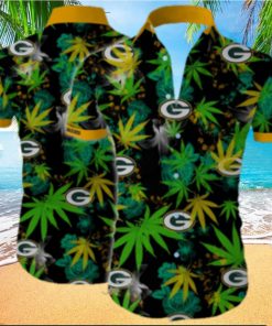 Green bay packers cannabis all over printed hawaiian shirt