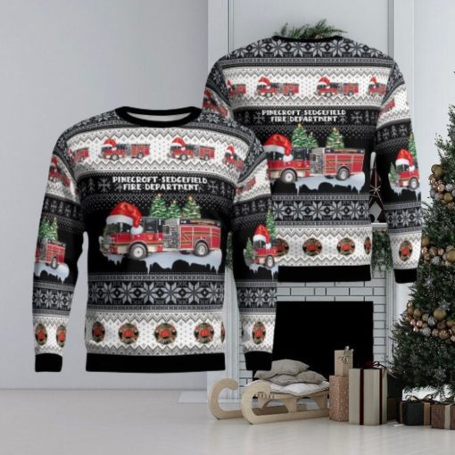 Greensboro, North Carolina, Pinecroft Sedgefield Fire Department Christmas Ugly Sweater 3D Gift For Men And Women