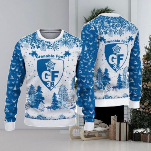 Grenoble Foot 38 Big Logo Pine Trees Big Fans Gift Christmas Sweater For Men And Women