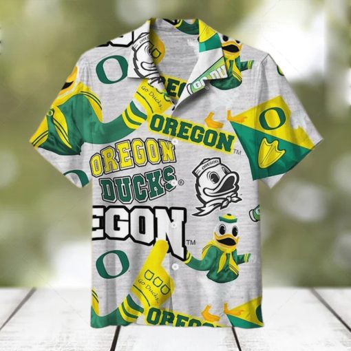 Grey Oregon Ducks Hawaiian shirt