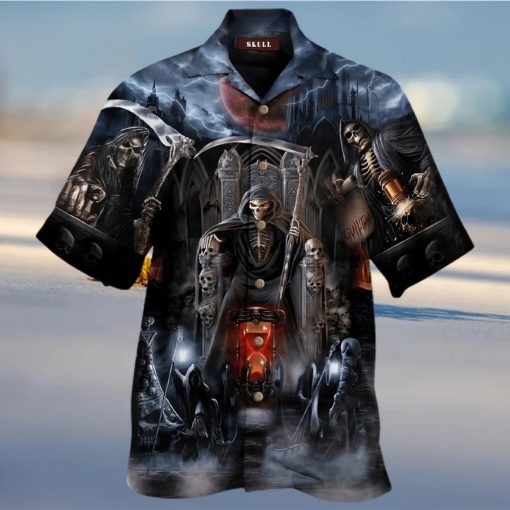 Grim Reaper Skeleton King Skull Gothic Aloha Hawaiian Shirt