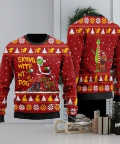 Grinch And Dachshund Skiing With My Dog For Dachshund Lovers Ugly Sweater 3D At Christmas