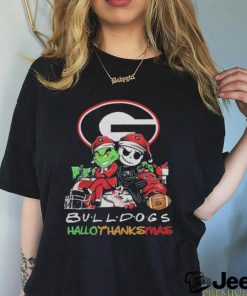 Grinch And Jack Skellington Friends Georgia Bulldogs Hallothanksmas Shirt