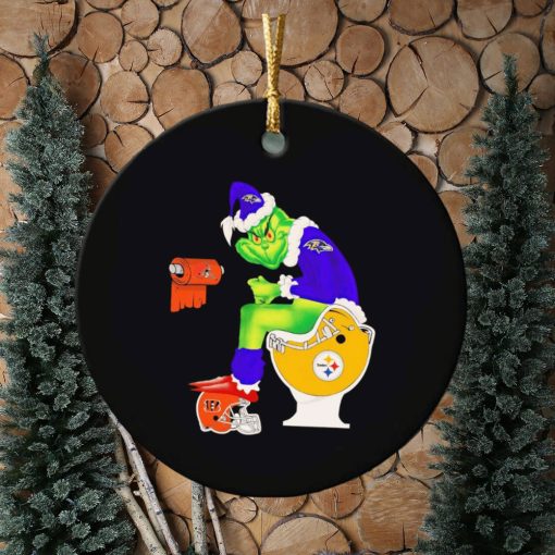 Grinch Baltimore Ravens shit on Pittsburgh Steelers ornament