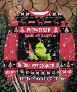 Grinch Budweiser Makes Me Happy You Not So Much Reindeer Ugly Christmas Sweater