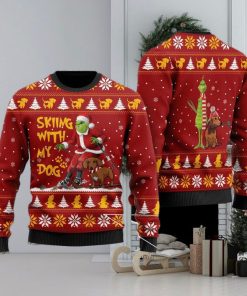 Grinch Dachshund Dog Grinch And Dachshund Skiing With My Dog Christmas Ugly Sweater 3D Gift For Men And Women