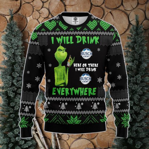 Grinch Drunk Busch Beer Ugly Christmas Sweater Amazing Gift Men And Women Christmas Gift