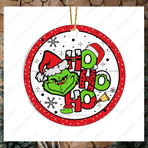 Grinch Face Ho Ho Ho Funny Christmas Ornament Xmas Decoration