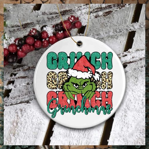 Grinch Green Face Happy Grinchmas Ornament