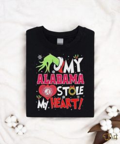 Grinch Hand Hold Alabama Crimson Tide Stole My Heart Christmas Shirt