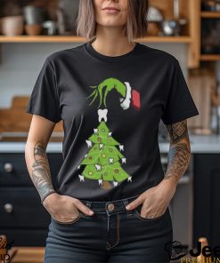 Grinch Hand Holding Tooth Dental Tree Christmas Shirt