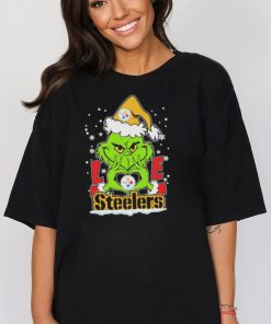 Grinch Hand Love Pittsburgh Steelers Football Christmas shirt