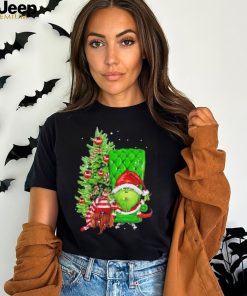 Grinch Hat Santa Hug Ball Grinch Glossy And Gnome Tree Merry Christmas Shirt