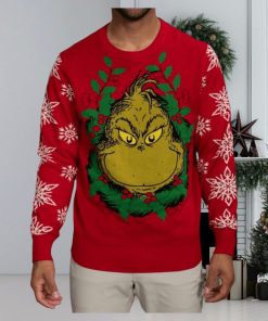 Grinch Head Wreath Ugly Christmas Sweater