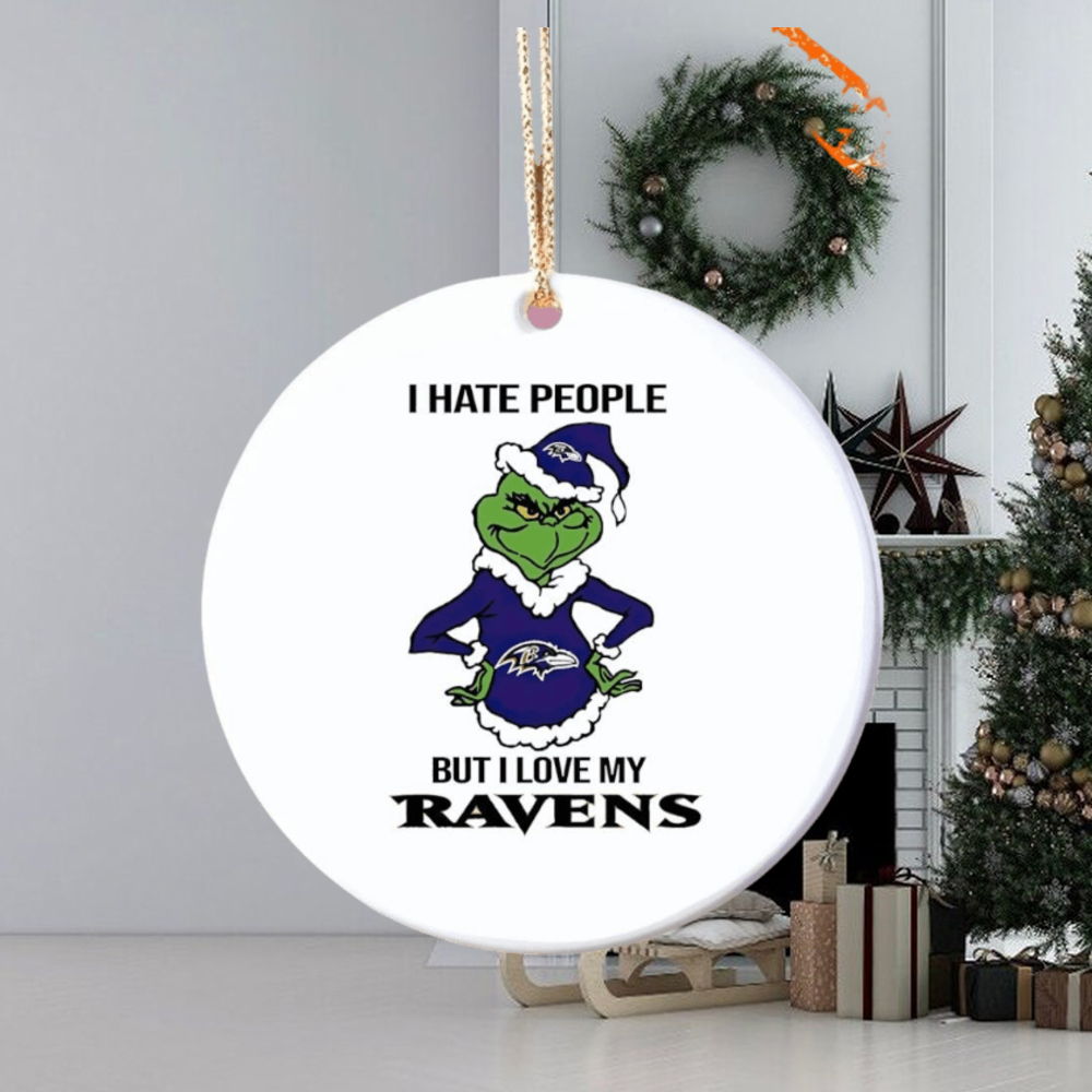 Grinch I hate people but I love my Baltimore Ravens Ornament