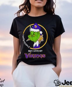 Grinch I hate people but I love my Minnesota Vikings Christmas shirt