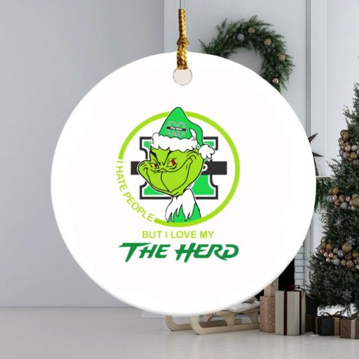 Grinch I hate people but I love my Thundering Herd Christmas ornament