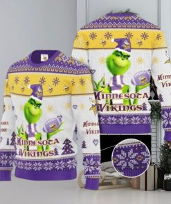 Grinch Minnesota Vikings 3D Ugly Christmas Sweater