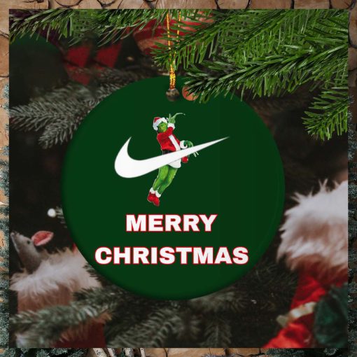 Grinch Nike Brand Jump Man Basketball Merry Christmas Custom Name 2023 Christmas Tree Decorations Ornament