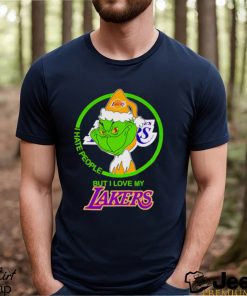 Grinch Santa I hate people but I love my Los Angeles Lakers shirt