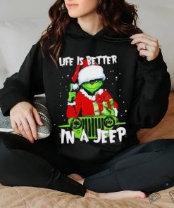 Grinch Santa life is better in a Jeep Christmas shirt